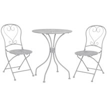 Set Da Giardino Grigio 2 Sedie Pieghevoli 1 Tavolino Rotondo - Deco
