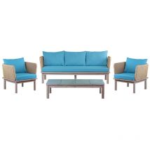 Estosa - Set da giardino in acacia sbiancata e polyrattan - Santa Maria