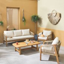 Sweeek - Set da giardino in legno e corda 5 posti