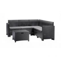 Bica - Set salotto da esterno, Set da giardino con cuscini, Salottino indoor e outdoor effetto rattan, 100% Made in Italy, Antracite