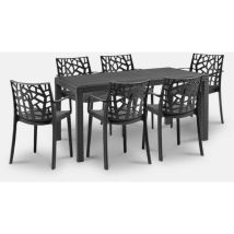 Bica - Set da giardino tavolo rattan 150x90cm 6 sedie esterno nero Meloria Dark Modello Sedie: Matrix Armchair