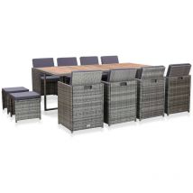 Minkurow - Furniture Limited - Set da Pranzo da Giardino 13 pz Polyrattan e
