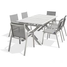 Floride - Set da pranzo da giardino 6 posti in alluminio bianco Dcb Garden