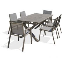 Dcb Garden - floride - Set da pranzo da giardino 6 posti in alluminio quarzo