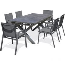 FLORIDE - Set da pranzo da giardino 6 posti in alluminio gris antracita - DCB GARDEN