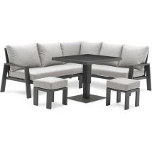 Parisgarden - ibiza - Set da pranzo da giardino 7 posti alluminio antracite e piano ceramica - paris garden