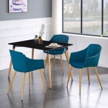 Set da pranzo Halo Eden - un tavolo da pranzo in legno nero e un set di 4 sedie da pranzo in legno blu - Sala da pranzo Cucina