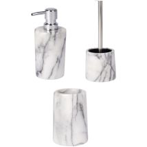 Toilinux - Set d'accessoires de salle de bain design marbre Onyx