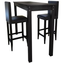 Set de 1 table de bar et 2 tabourets noir