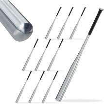 Batte de Baseball, lot de 10, bâton de softball léger, poignée antidérapante, 34 pouces / 86 cm, argenté - Relaxdays