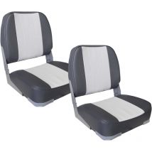 Pro.tec - Set de 2 asientos de barco (gris-blanco) set ahorro - de piel sintética resistente al agua / silla de cabina / tapizado / silla de pesca /