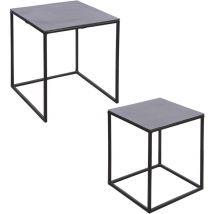 Table Passion - Set de 2 bouts de canapés carrés noir 38x45 et 30x39 cm