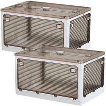 Joybos - Set de 2 cajas de almacenamiento de ropa, plegable, en plastico - Blanco 80 l (40x2) cm