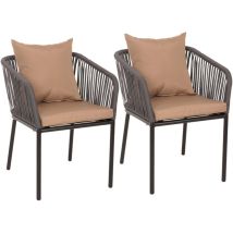 Set de 2 chaises de jardin HHG 616, Outdoor accoudoir, résistant aux intempéries Aluminium Seilgeflecht Rope, anthracite Coussin taupe