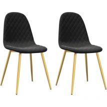 Décoshop26 - Set de 2 chaises de salle à manger design moderne couture en losange en tissu velours noir DEC025568