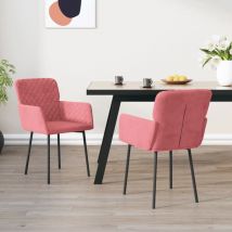 Décoshop26 - Set de 2 chaises de salle à manger rose en tissu velours rose DEC025580
