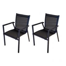 Set de 2 chaises empilables en aluminium anthracite avec accoudoirs - Umbria