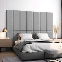 [neu.haus] - Set de 2 coussins muraux Carpino en tissu 90 x 30 cm gris clair