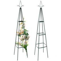 Anaterra - Obelisco de Jardín - Set de 2, 195cm, de Pie, Estable, Elegante, Piramidal, Decorativo, Verde, Metal, Exterior - Soporte Vertical para