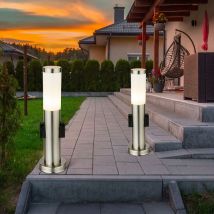 Etc-shop - Lot de 2 douilles de lampe sur pied extérieur éclairage de jardin cour allée véranda lampe argent
