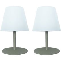 Lumisky - Set de 2 lampes de table twins Vert olive Aluminium H16CM