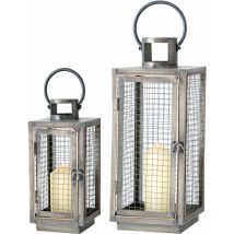 Boltze Gruppe - Lot de 2 lanternes en forme de grille en fer pour bougies, bougeoirs, à poser et à suspendre, h 33 - 45 cm, lot de 2