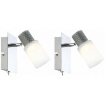 Etc-shop - Applique murale led liseuse chrome, avec spot mobile, optique albâtre, 5W 300lm 3200K, LxlxH 15,5x8x13 cm, lot de 2