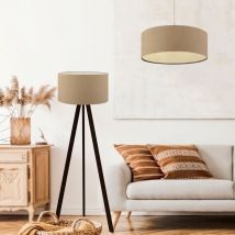 Set de 2 luminaires Scunthorpe suspension et lampadaire E27 beige [ Lux.pro