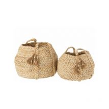 TMM - Set De 2 Panier Floches Tresse Jute Ma•s Naturel Clair - l 29 x l 29 x h 43 cm