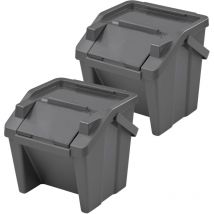 Tontarelli - Set de 2 papeleras apilables 'moda' 30L grafito