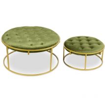 Cotecosy - Set de 2 poufs Valona Velours Kaki