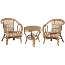 Salon giada set de 2 + 1 table de jardin en bambou et osier tressé