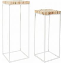 Set de 2 sellettes gigognes effet rondin de bois