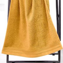 Set de 2 serviettes de toilette en éponge Jaune Ocre 50x100 cm