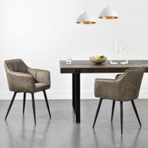 [en.casa] - Set de 2 sillas de comedor Birmingham con reposabrazos 81x57x53 cm - Topo