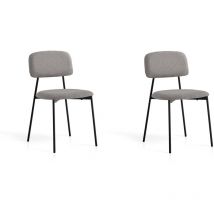 Set de 2 sillas de comedor, Hudson en textil gris y metal, 80x46x50 cm