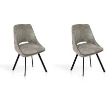Set de 2 sillas de comedor, Terra en textil gris taupe y metal negro, 85x48x57 cm