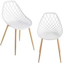 [en.casa] - Set de 2 Sillas Warschau diseño nórdico plástico y metal 83 x 48 x 58 cm - Blanco