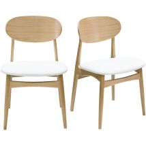 Miliboo - Set de 2 sillas de diseño de roble macizo blanco y madera clara vicky