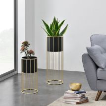 Set de 2 Supports de Plante Mortsel Doré Noir [en.casa]