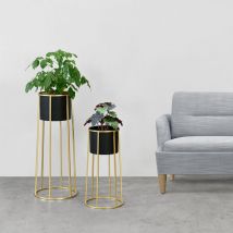 Set de 2 Supports de Plantes Macon Doré Noir [en.casa]