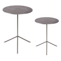 Table Passion - Set de 2 tables d'appoint argent, diamètres 39 et 36 cm