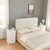 [en.casa] - Set de 2 tables de chevet Aurdal avec 3 tiroirs panneau de particules 66 x 37 x 35 cm blanc brillant