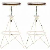 Décoshop26 - Set de 2 tabourets de bar en métal blanc style industriel réglable repose-pieds TDB10071