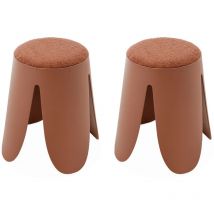 Set de 2 tabourets empilables terracotta. bouclette texturée. niki. Ø30 / 44 x H46cm