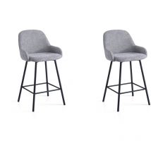 Hispanohogar - Set de 2 taburetes bajos de comedor, Astor en textil gris, 95x41x52 cm