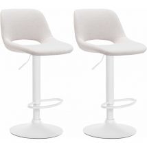 CLP - Set de 2 Taburetes de bar en tela Crema Metal blanco mate