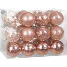 Casaria - Set de 24 boules de Noël en plastique transparent avec déco personnalisable Décoration sapin 7cm Roségold (de)
