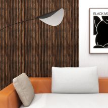 Neu.holz - Set de 24 panneaux muraux 3D Boxtel 195 x 32 cm effet noyer