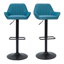 Set de 2 taburetes de cocina ajustables de diseño de tejido azul petróleo ronnie